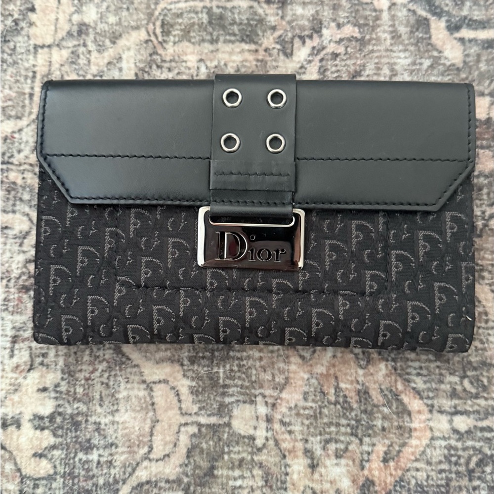 Dior Black and Gray Monogram Wallet